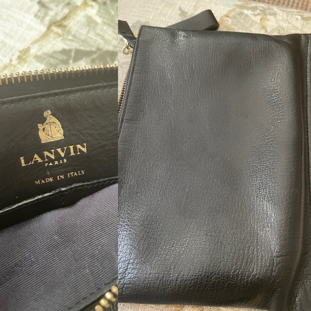 Lanvin Elegant Black Leather Clutch Bag